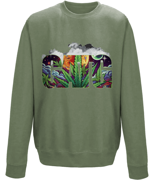 Drop Shoulder Sweatshirt - Iconic - Marijuana Smoke - GATG